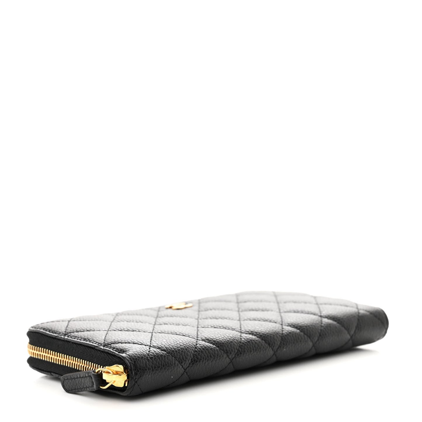Caviar Quilted Large Gusset Zip Around Wallet Black