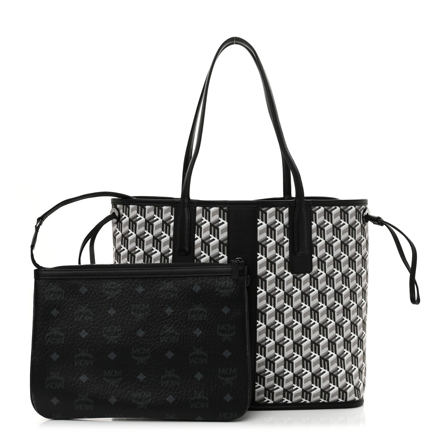 MCM Visetos Medium Liz Reversible Shopper Tote Black 5 of 18