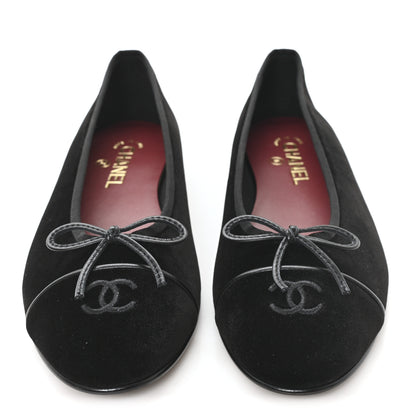 Chanel Suede Cap Toe CC Ballerina Flats 41 Black 3 of 9
