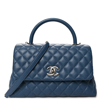 Chanel Caviar Quilted Small Coco Handle Flap Blue 1 of 10