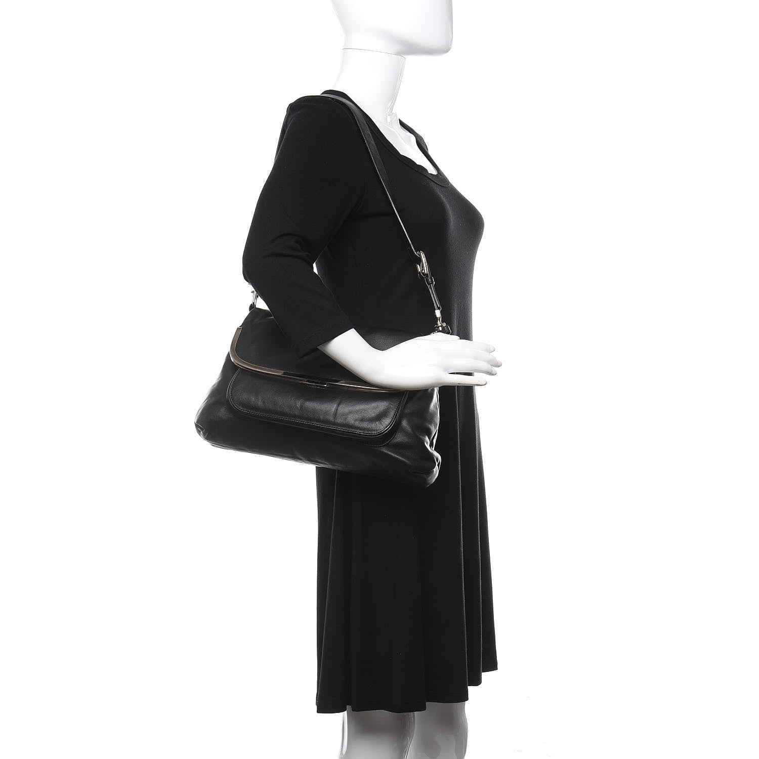 Dolce & Gabbana Calfskin Miss Sleek Shoulder Bag Black 2 of 13