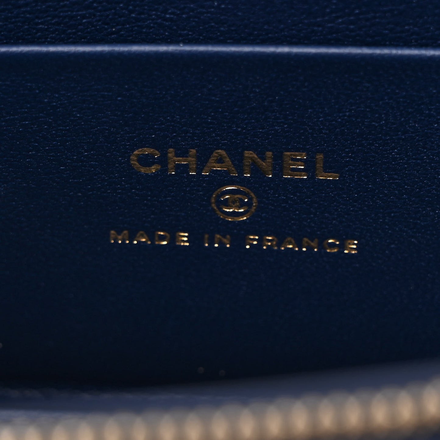 Lambskin Quilted Small Top Handle Vanity Case With Chain Navy