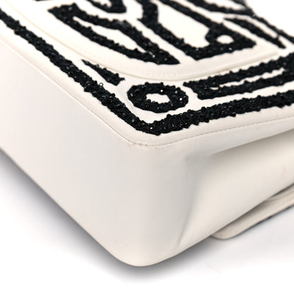 Chanel Lambskin Crystal Embroidered Medium Garden Of Versailles Double Flap Black White 10 of 21
