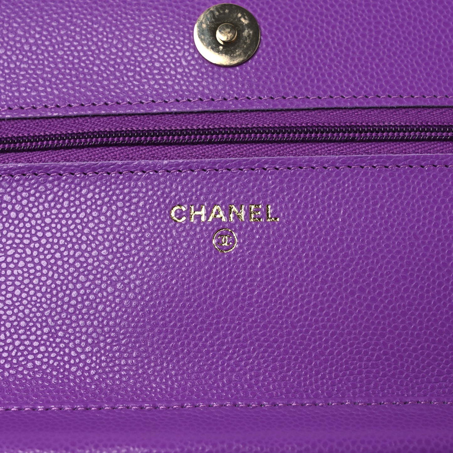 Caviar Quilted Wallet On Chain WOC Purple