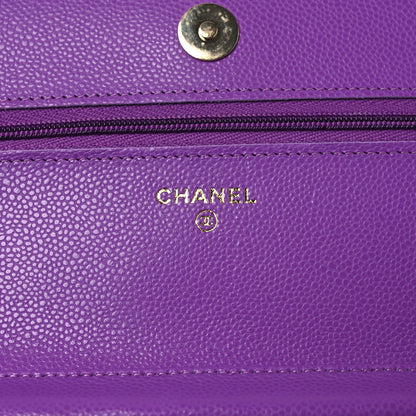 Chanel Caviar Quilted Wallet On Chain WOC Purple 6 of 14