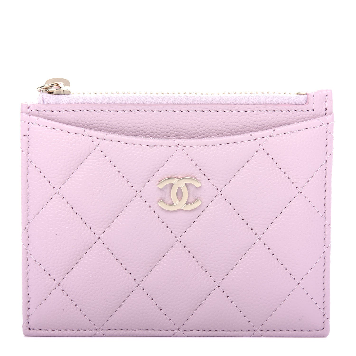 Chanel Caviar Quilted CC Zip Card Holder Light Pink 1 of 8