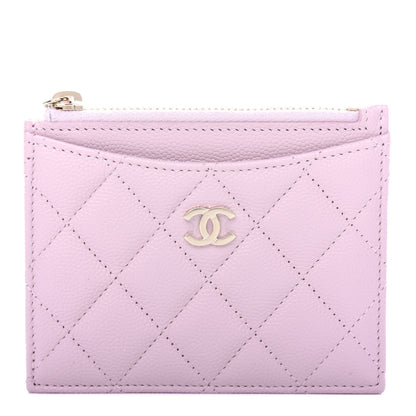 Chanel Caviar Quilted CC Zip Card Holder Light Pink 1 of 8