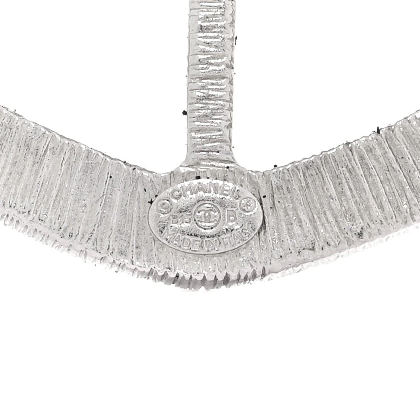 Swarovski Baguette Crystal CC Shield Brooch Silver