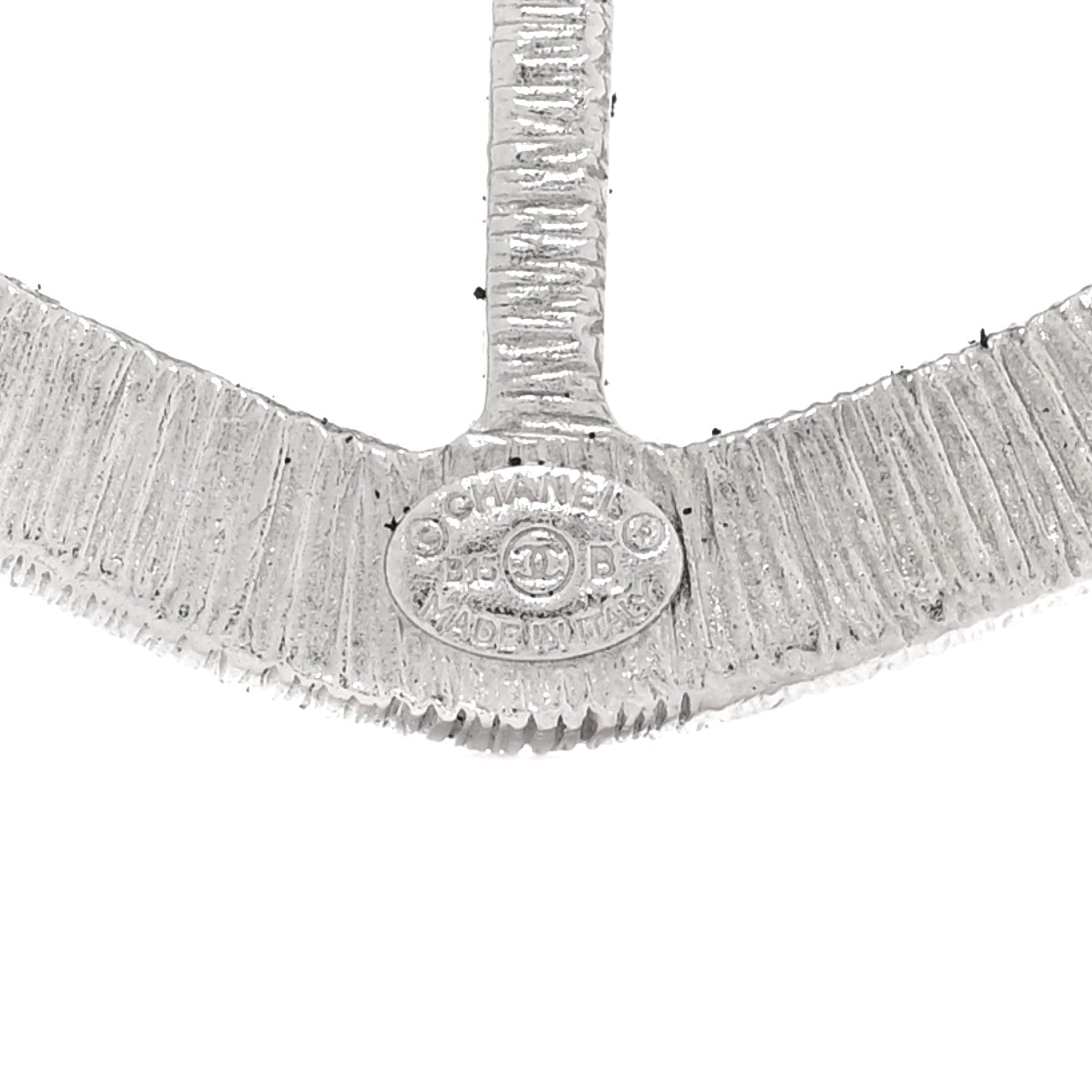 Chanel Swarovski Baguette Crystal CC Shield Brooch Silver 4 of 6