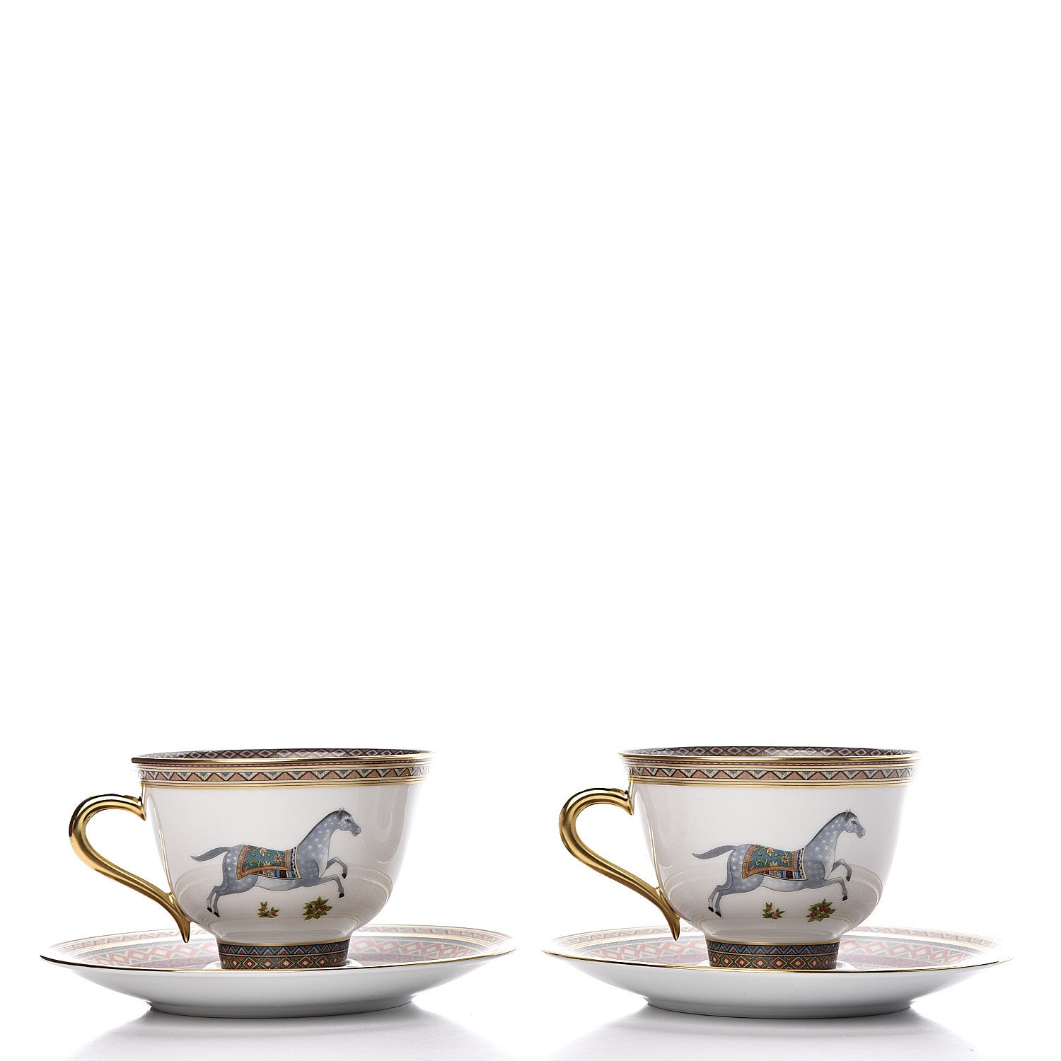 Hermes Porcelain Cheval d'Orient Tea Cup and Saucer Set of 2 3 of 7