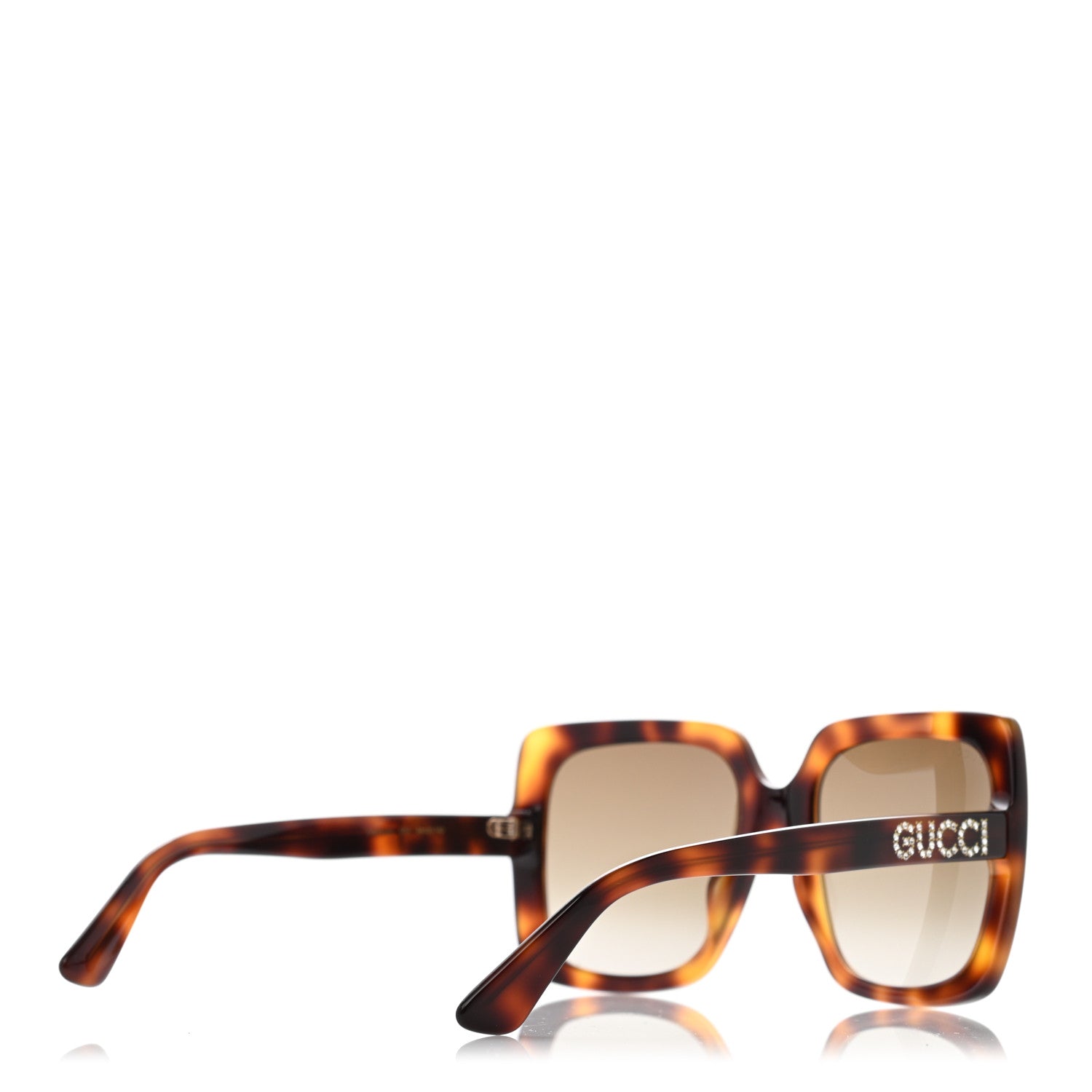 Gucci Acetate Square Frame Crystal Sunglasses GG 0418S Tortoiseshell 4 of 8