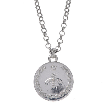 Gucci Sterling Silver Reversible Bee Coin Medallion Pendant Necklace 4 of 7