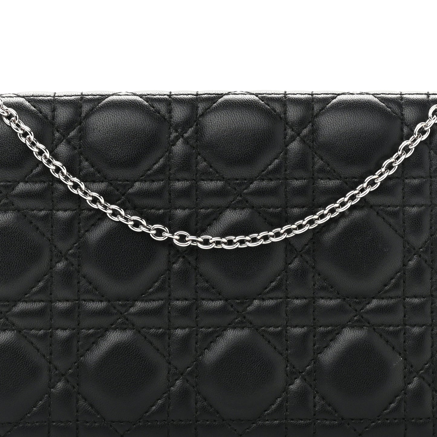 Lambskin Cannage Lady Dior Convertible Clutch Black