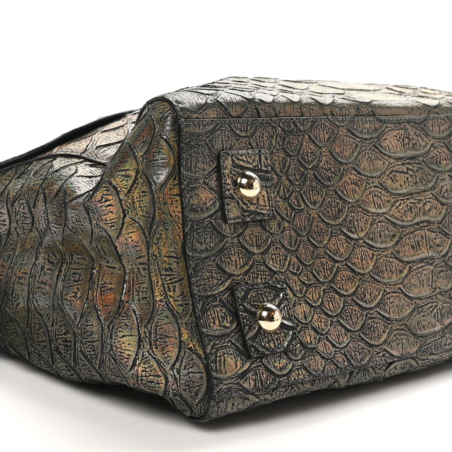 Metallic Snake Print Medium Del Rey Satchel Gold