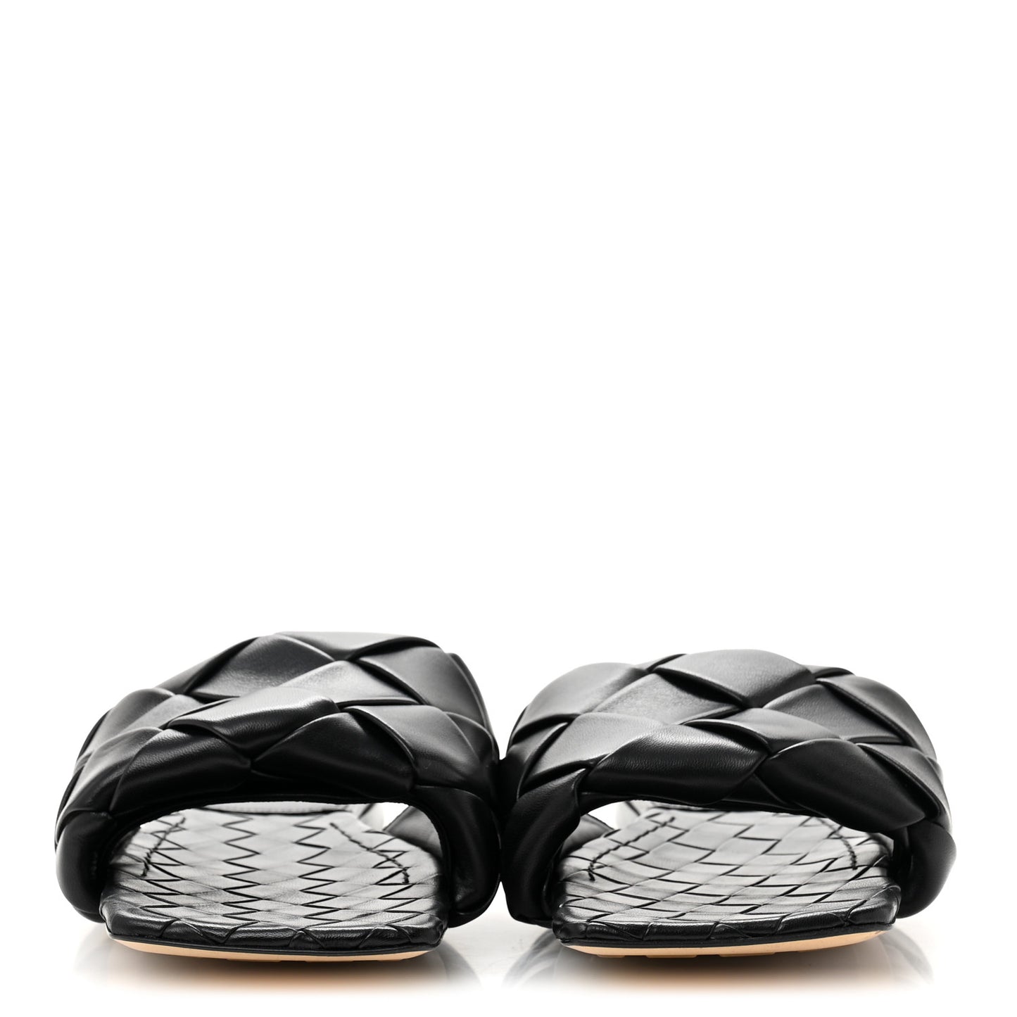 Nappa Maxi Intrecciato Lido Flat Sandals 40 Black