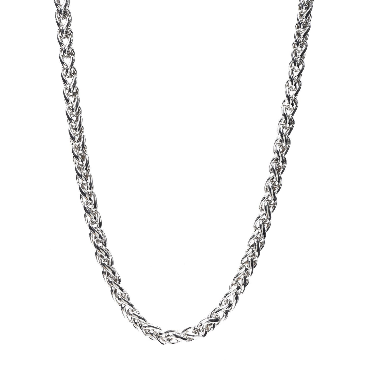 Sterling Silver 14K Yellow Gold 6mm Wheat Chain Necklace