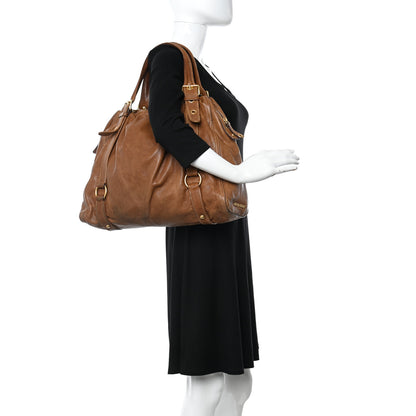 Miu Miu Nappa Frame Shopping Tote Cammello 2 of 13