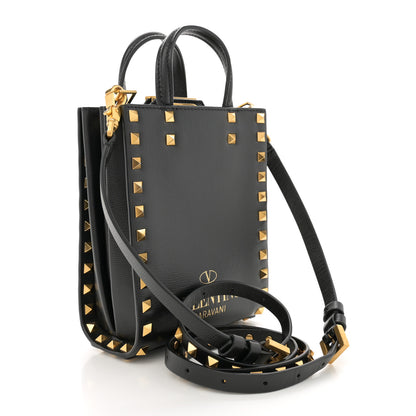Valentino Garavani Grainy Calfskin Mini Rockstud Alcove Tote Black 3 of 10