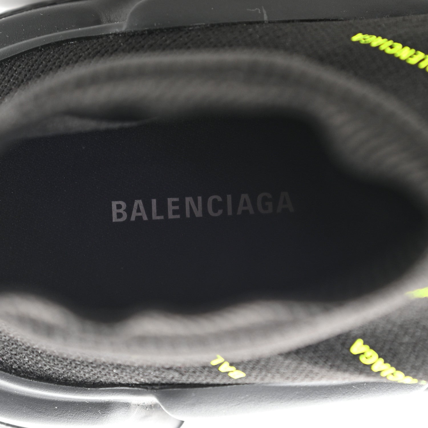 Balenciaga Neoprene Knit Allover Logo Womens Speed Sneakers 38 Black Yellow 7 of 9