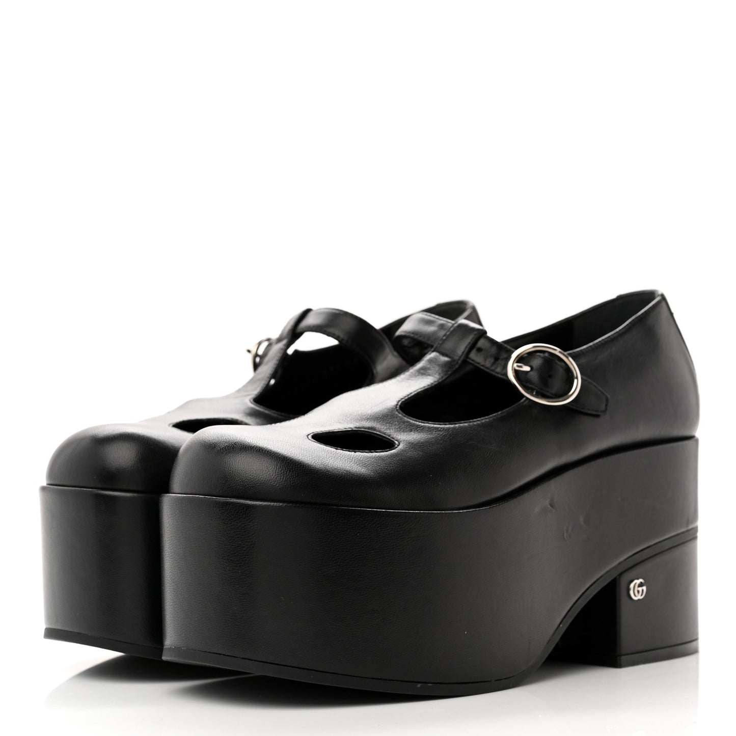 Nappa Cut Out Mary Jane Platform Loafers 37.5 Black