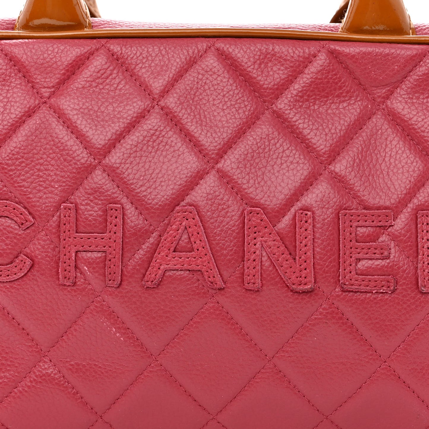 Caviar Patent Quilted Large Bowler Bag Red