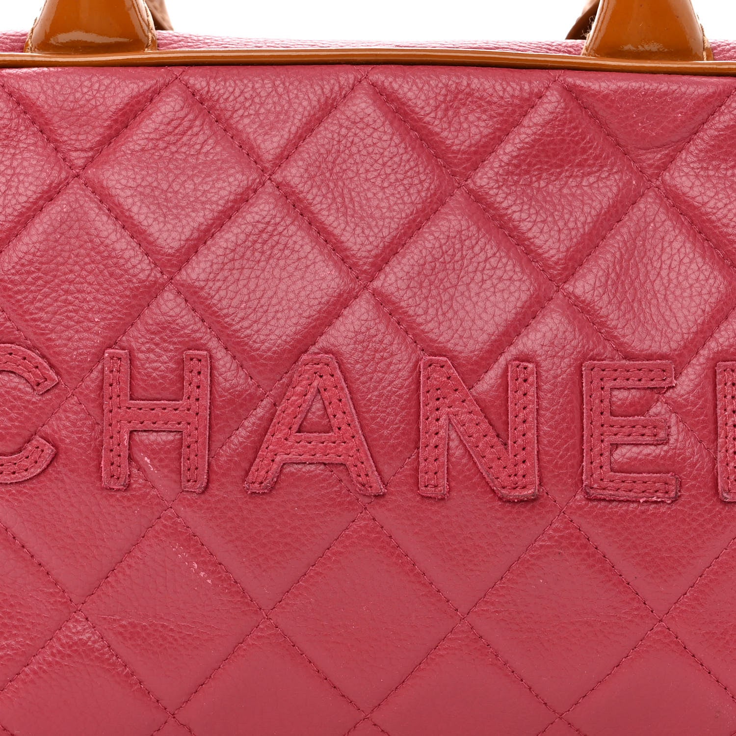 Chanel Caviar Patent Quilted Large Bowler Bag Red 8 of 13