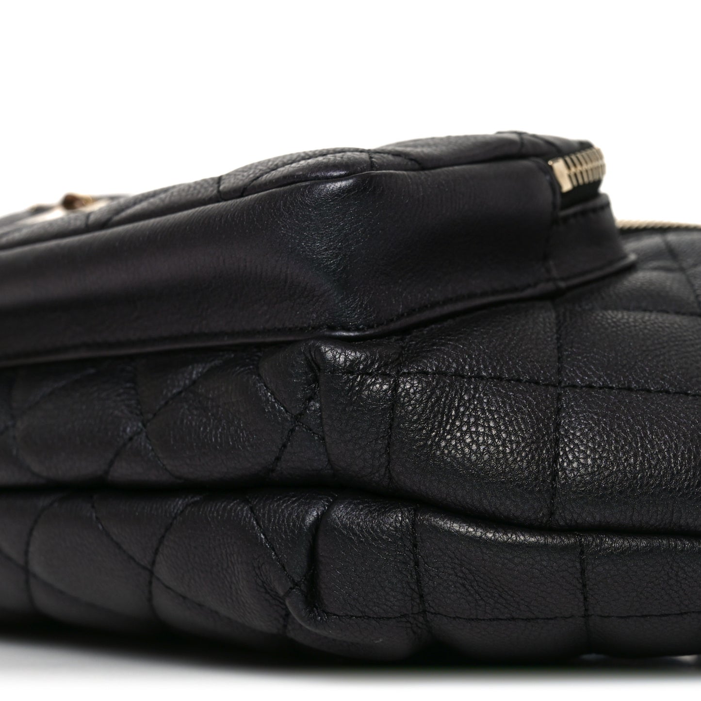 Iridescent Calfskin Quilted All About Waist Belt Bag Black