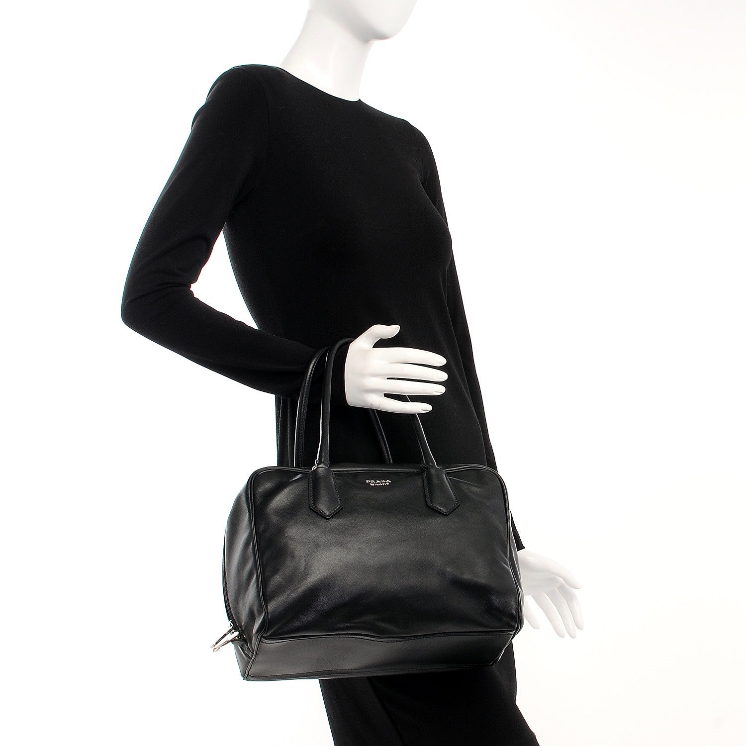 Prada Soft Calf Large Inside Tote Black Mughetto 3 of 10