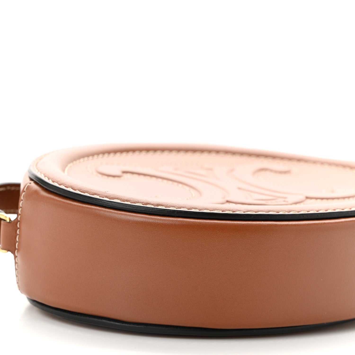 Celine Calfskin Cuir Small Triomphe Oval Crossbody Purse  Tan 9 of 10