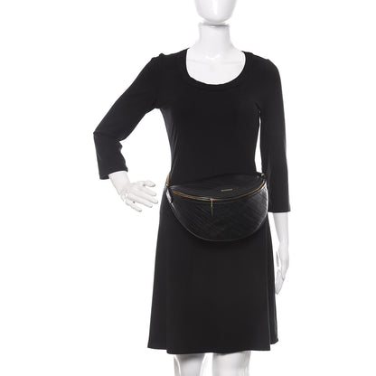 Balenciaga Shiny Goatskin Allover Logo Embossed XS Souvenir Belt Bag Black 2 of 9