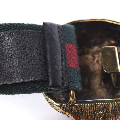 Gucci Web Feline Buckle Belt 105 42 Green Red 3 of 4