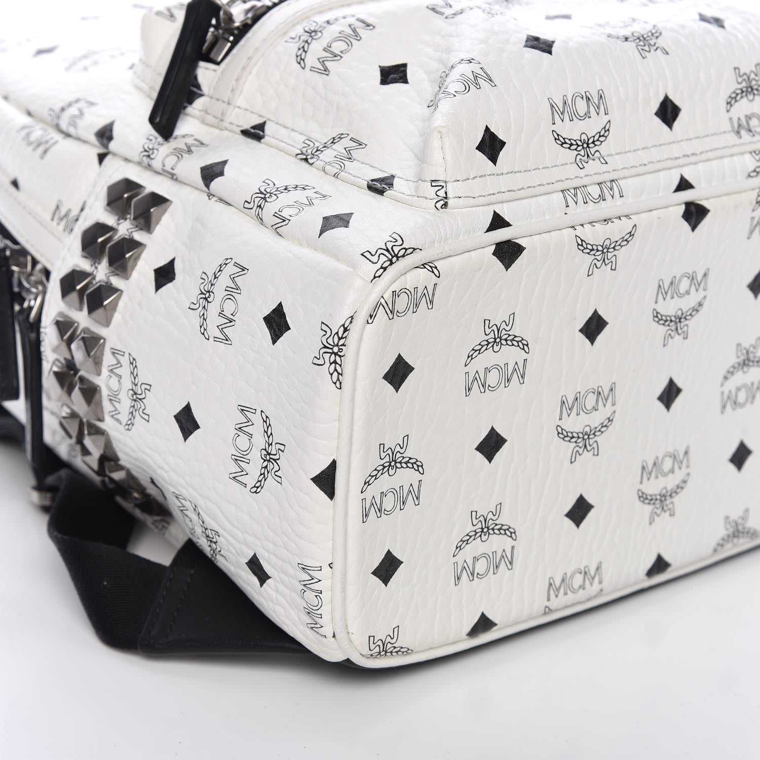 MCM Visetos Small Side Stud Stark Backpack White 8 of 11