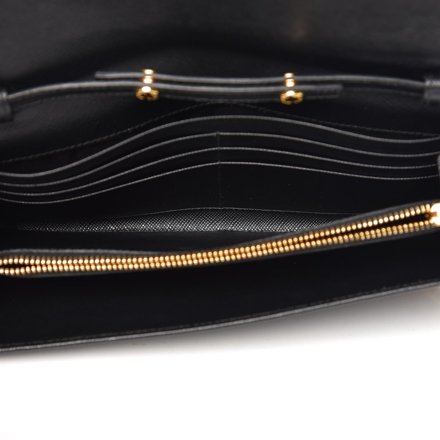Saffiano Metal Oro Chain Wallet Black