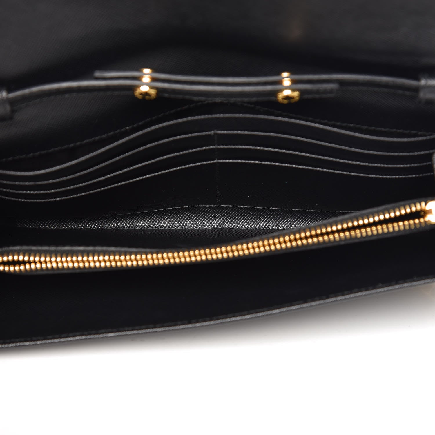 Prada Saffiano Metal Oro Chain Wallet Black 5 of 6