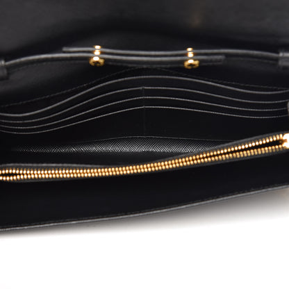 Prada Saffiano Metal Oro Chain Wallet Black 5 of 6