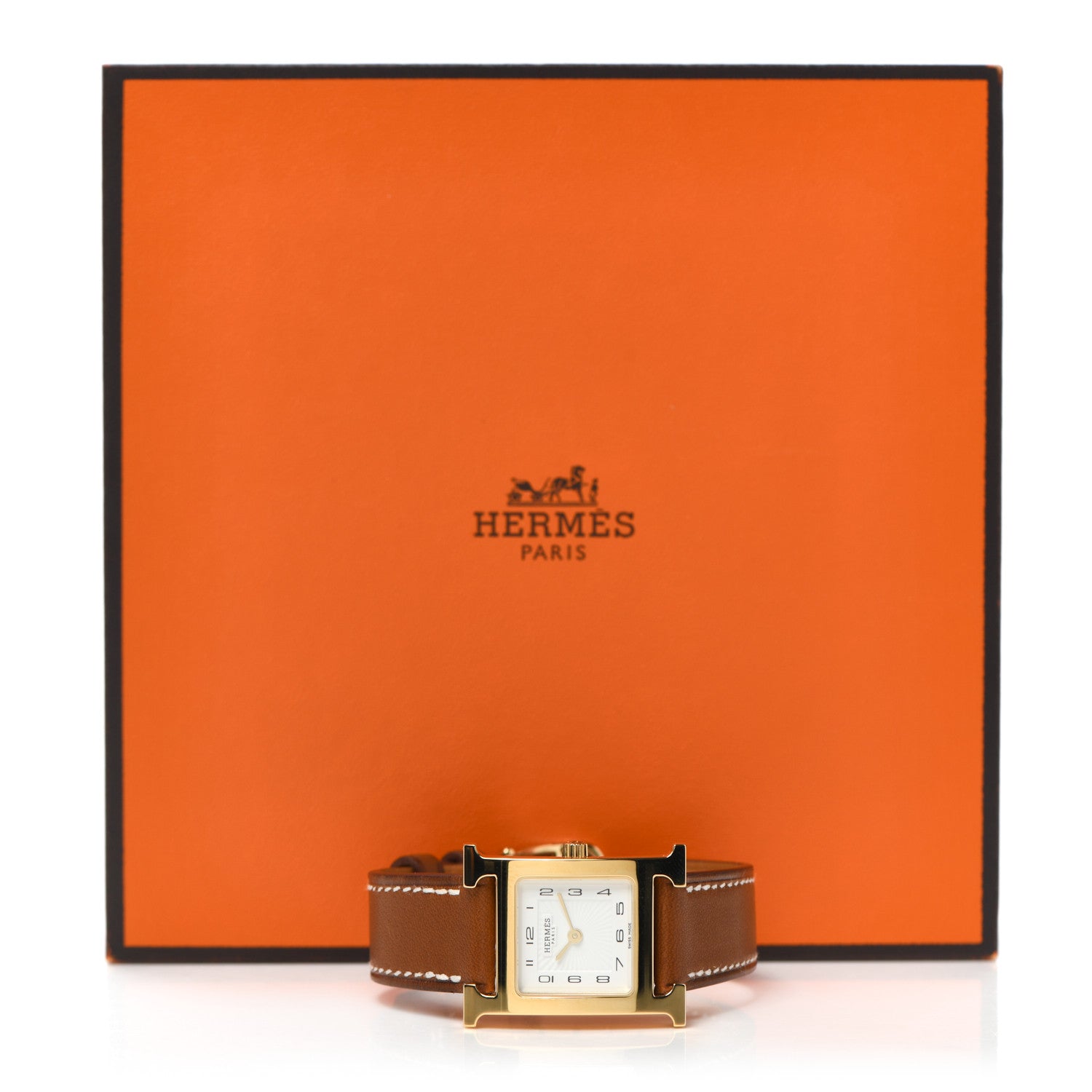 Hermes Stainless Steel Barenia 21mm Heure H Hour Quartz Watch Fauve 5 of 5