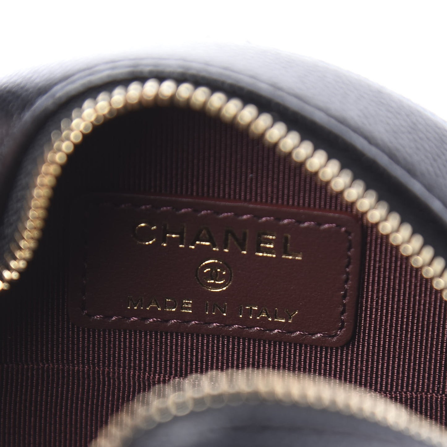 Caviar Quilted Round Clutch With Chain Black