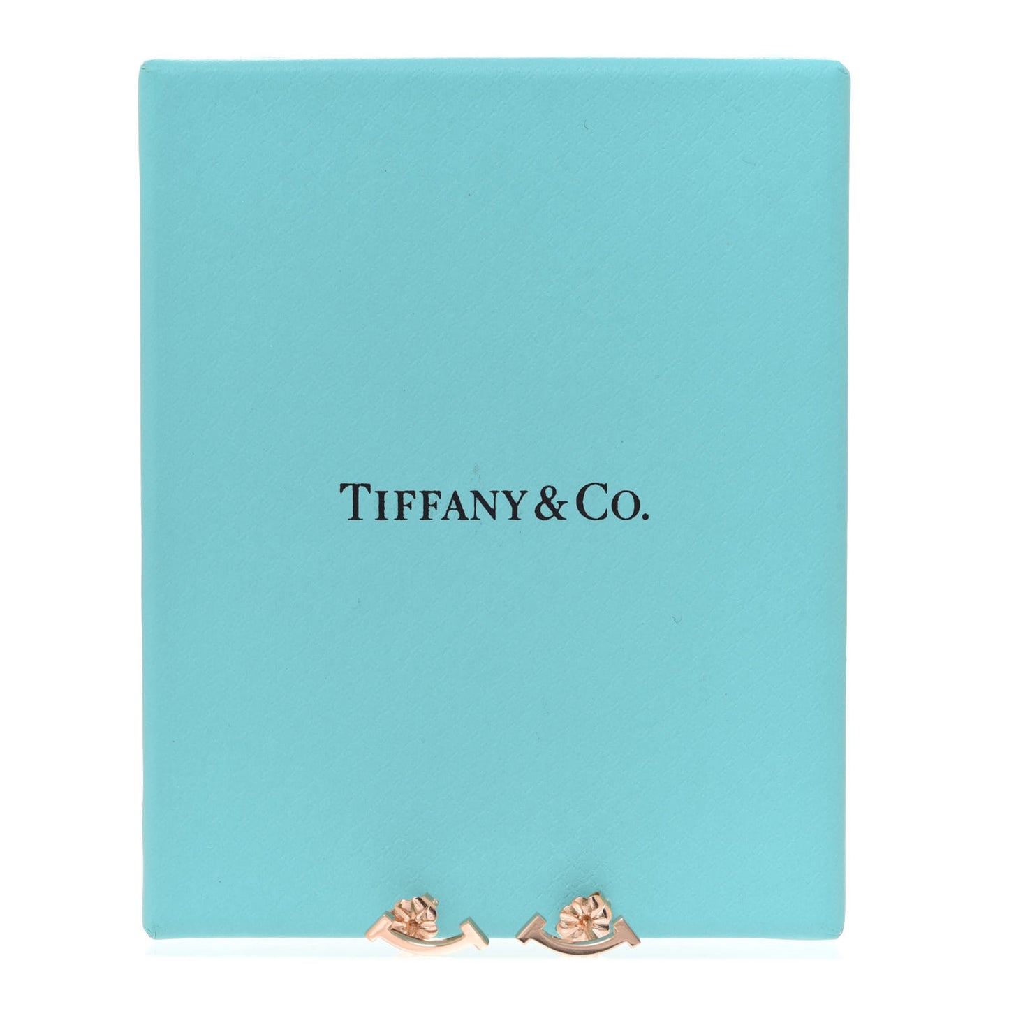 18K Rose Gold T Smile Stud Earrings