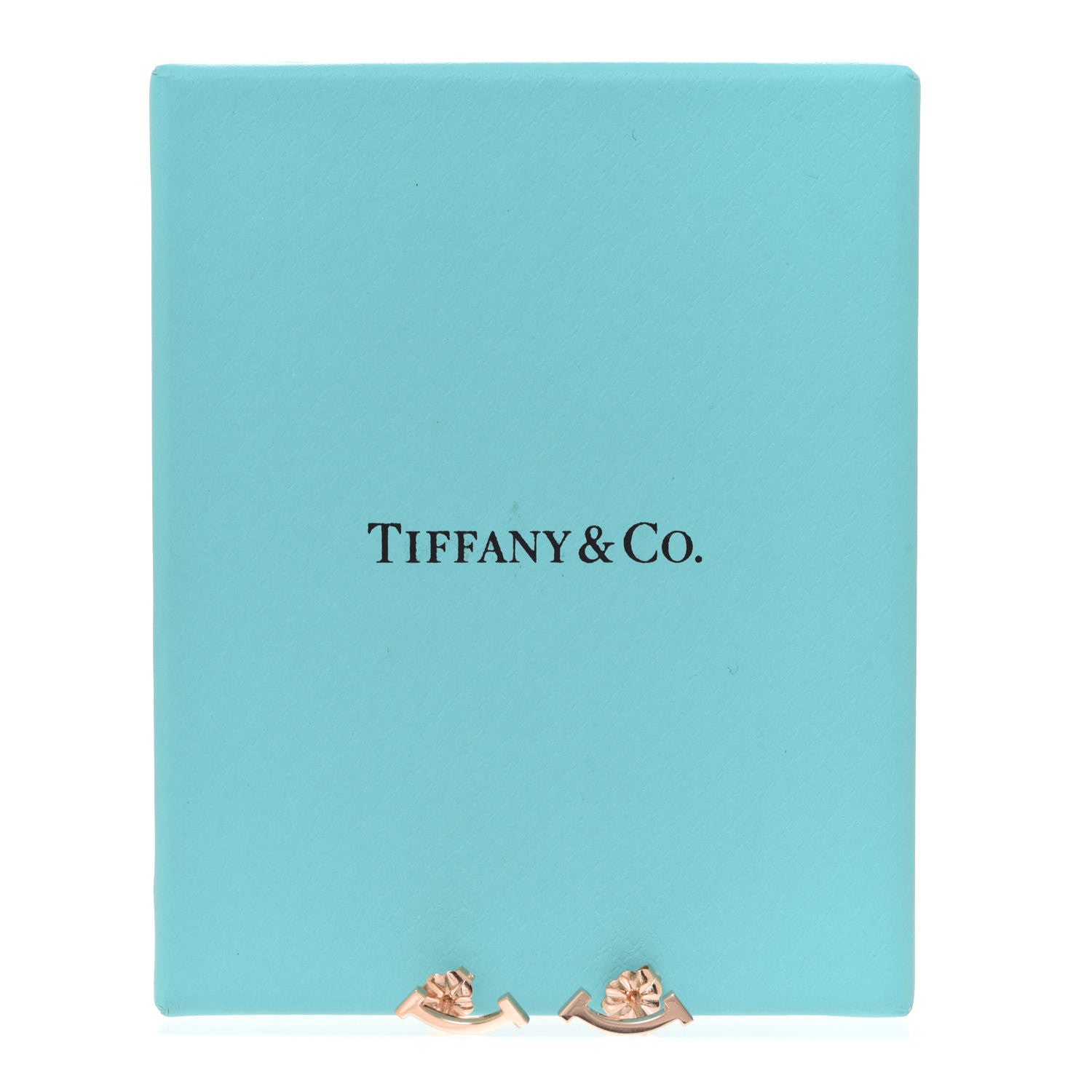 Tiffany 18K Rose Gold T Smile Stud Earrings 7 of 7