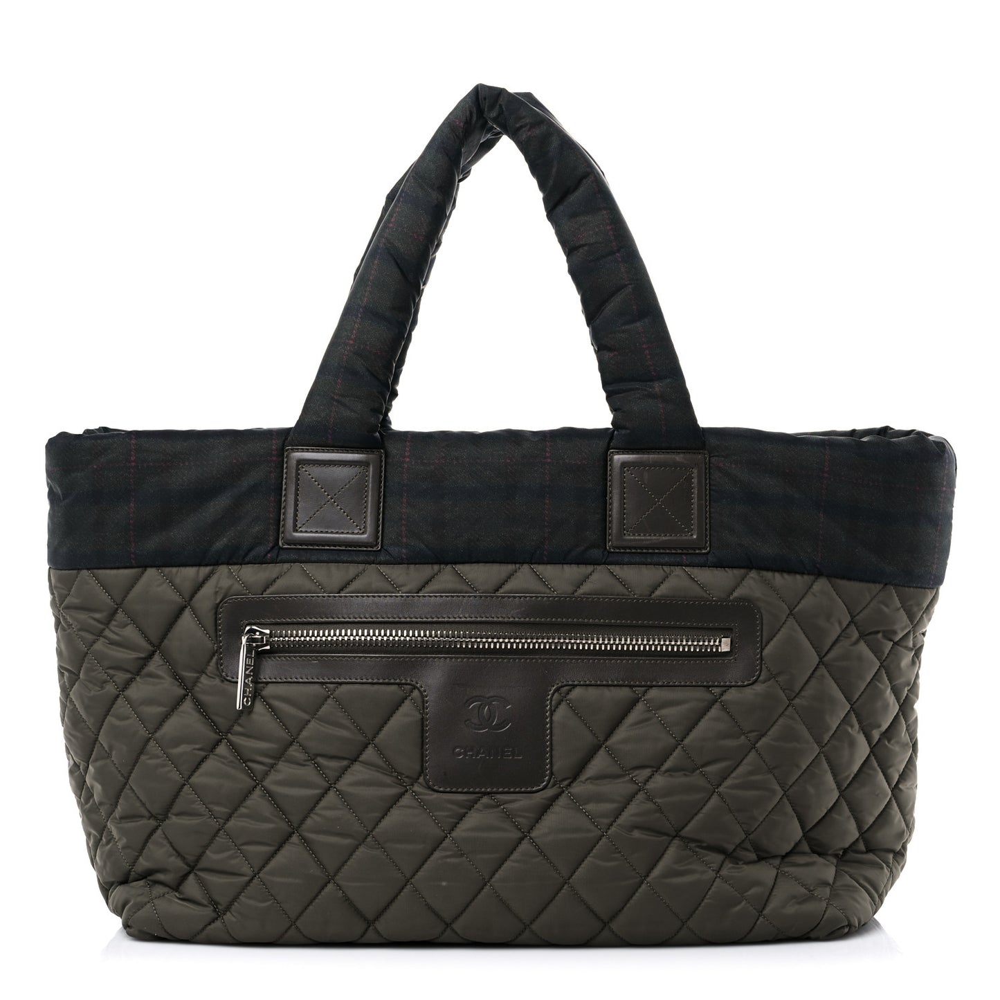 Nylon Quilted Large Coco Cocoon Tote Khaki