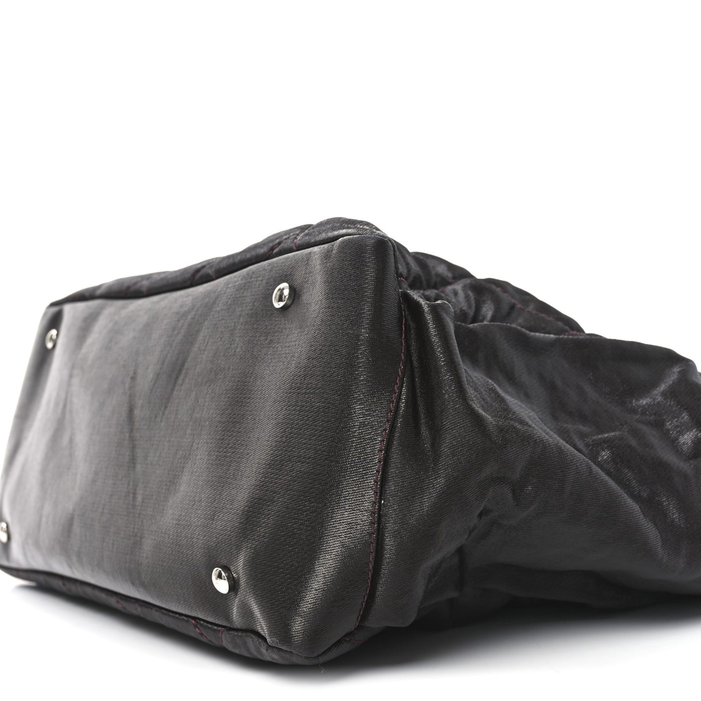 Metallic Coated Canvas Quilted Large Paris Biarritz Tote Dark Brown