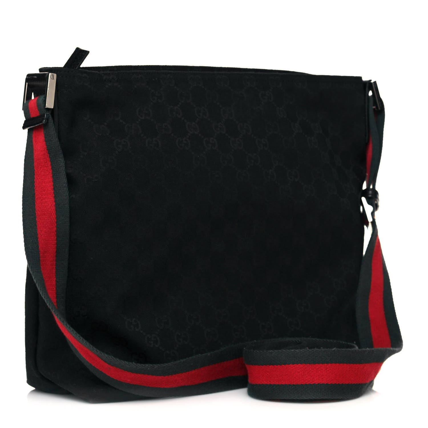 Gucci Monogram Web Medium Flat Messenger Bag Black 3 of 12