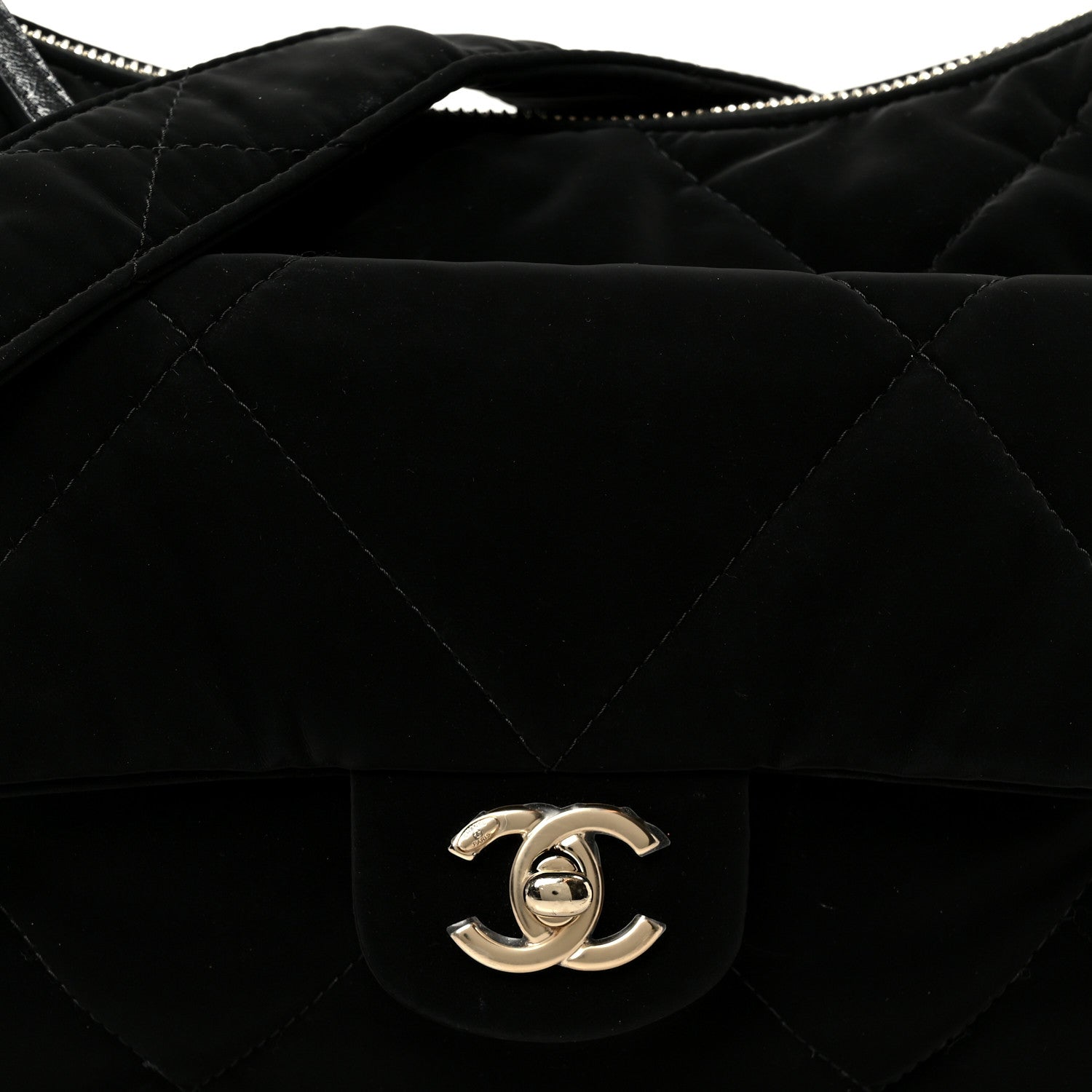 Chanel Nylon Velvet Effect Quilted Large Bowling Bag Black 9 of 11
