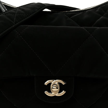Chanel Nylon Velvet Effect Quilted Large Bowling Bag Black 9 of 11