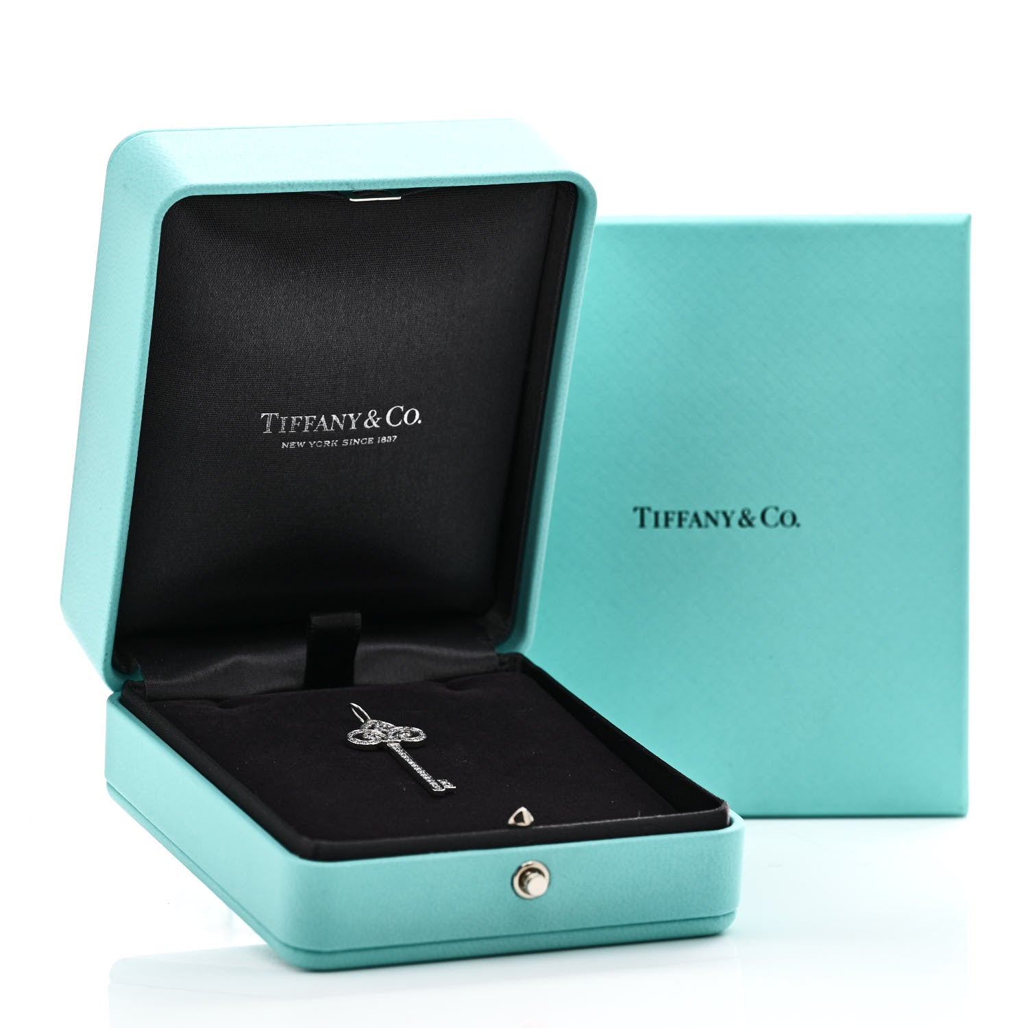 Tiffany Platinum Diamond .41ct Fleur De Lis Key Pendant 5 of 5