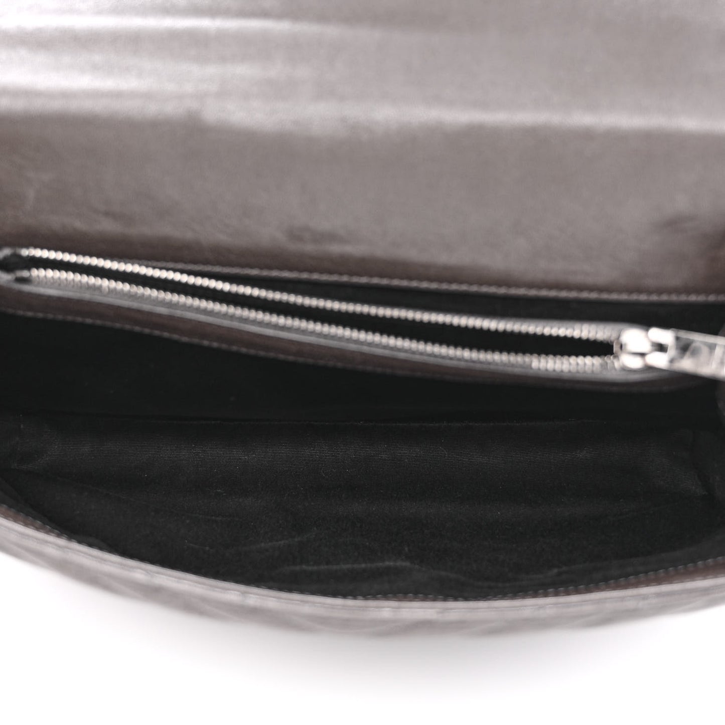 Sheepskin Matelasse Chevron Monogram Large College Satchel Black Tulip