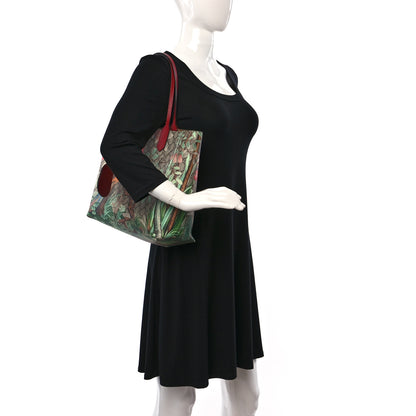 Gucci GG Supreme Monogram Tian Medium Shopping Tote Beige Multicolor Red 2 of 9