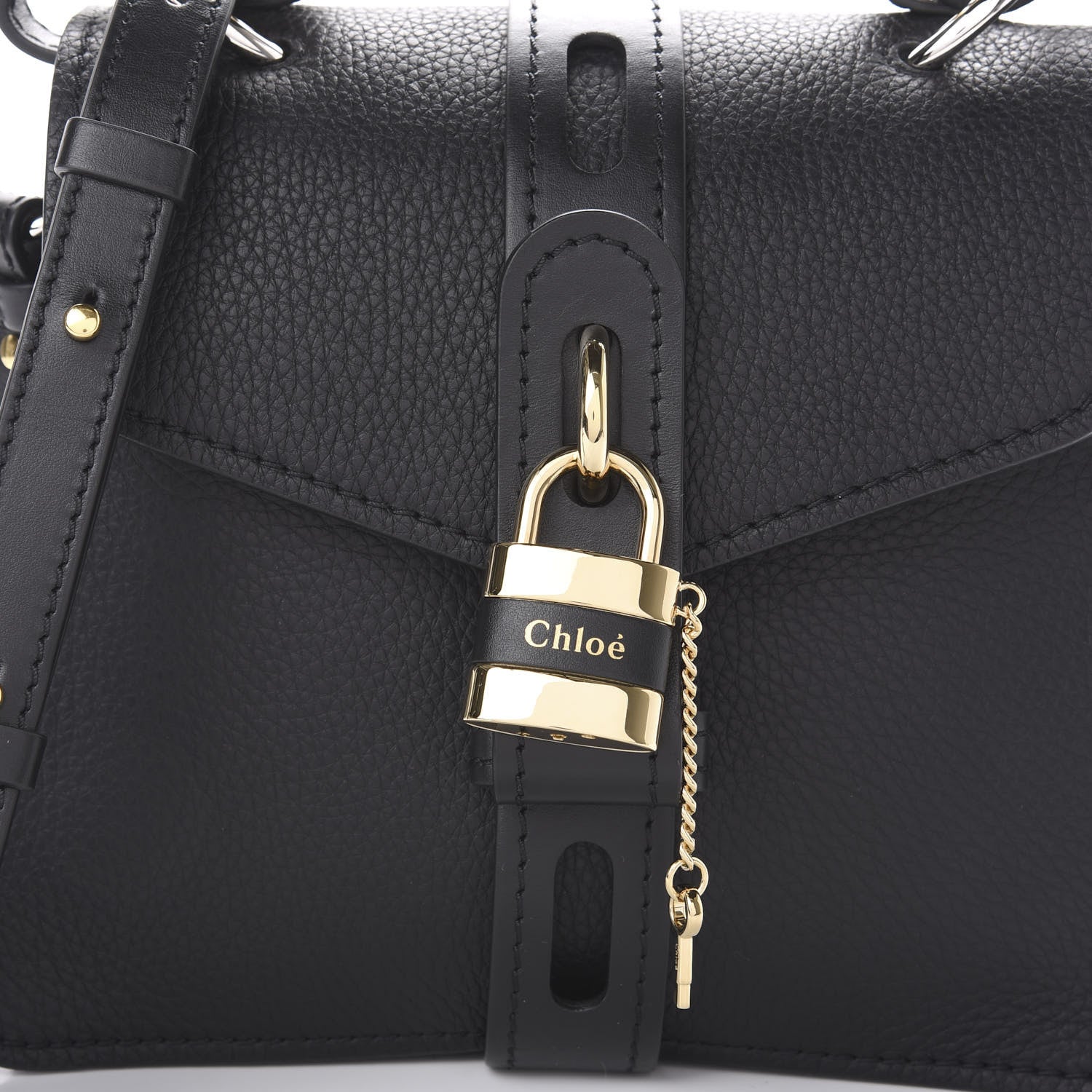 Chloe Shiny Grained Calfskin Small Aby Day Shoulder Bag Black 10 of 10