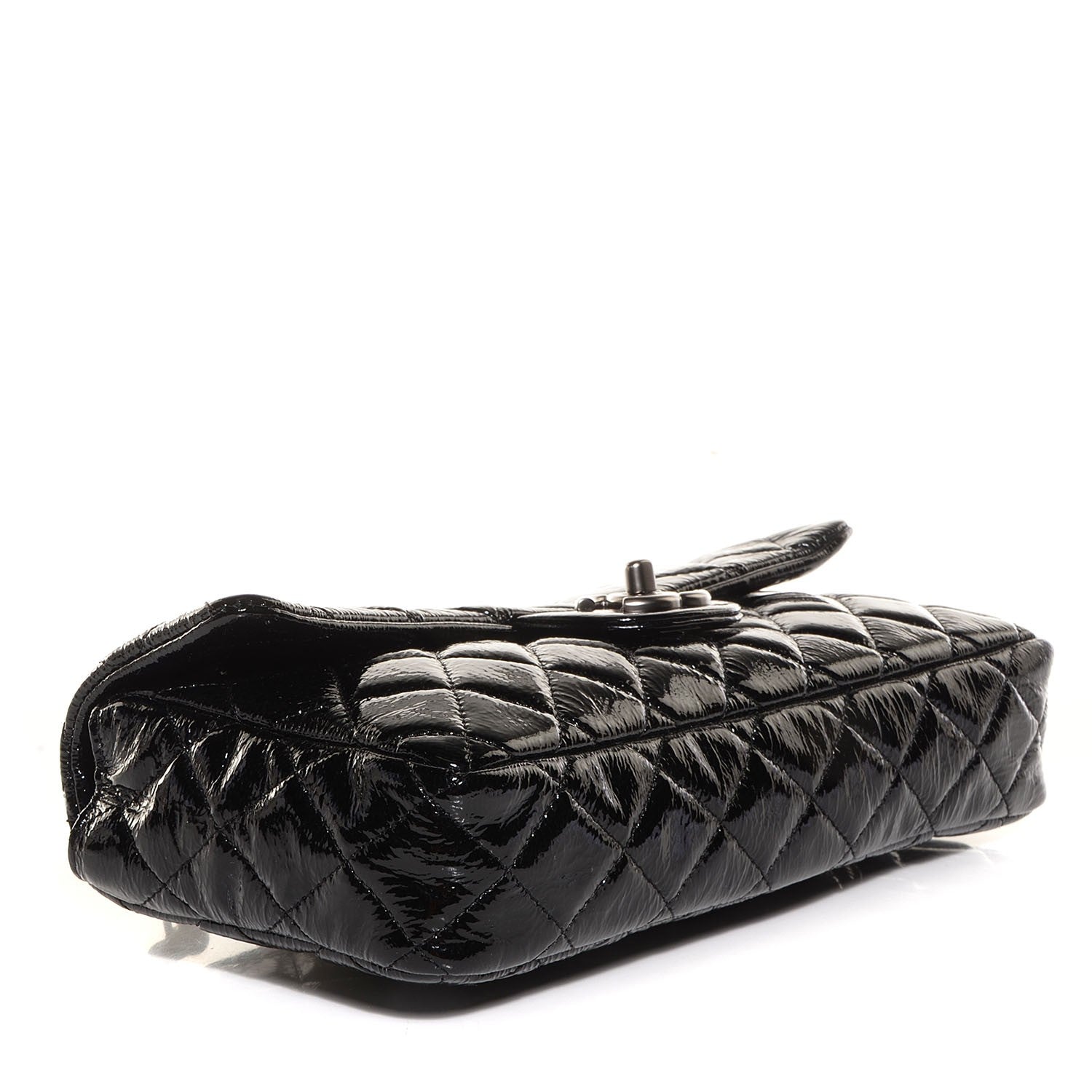 Chanel Distressed Patent East West Flap Black 4 of 9