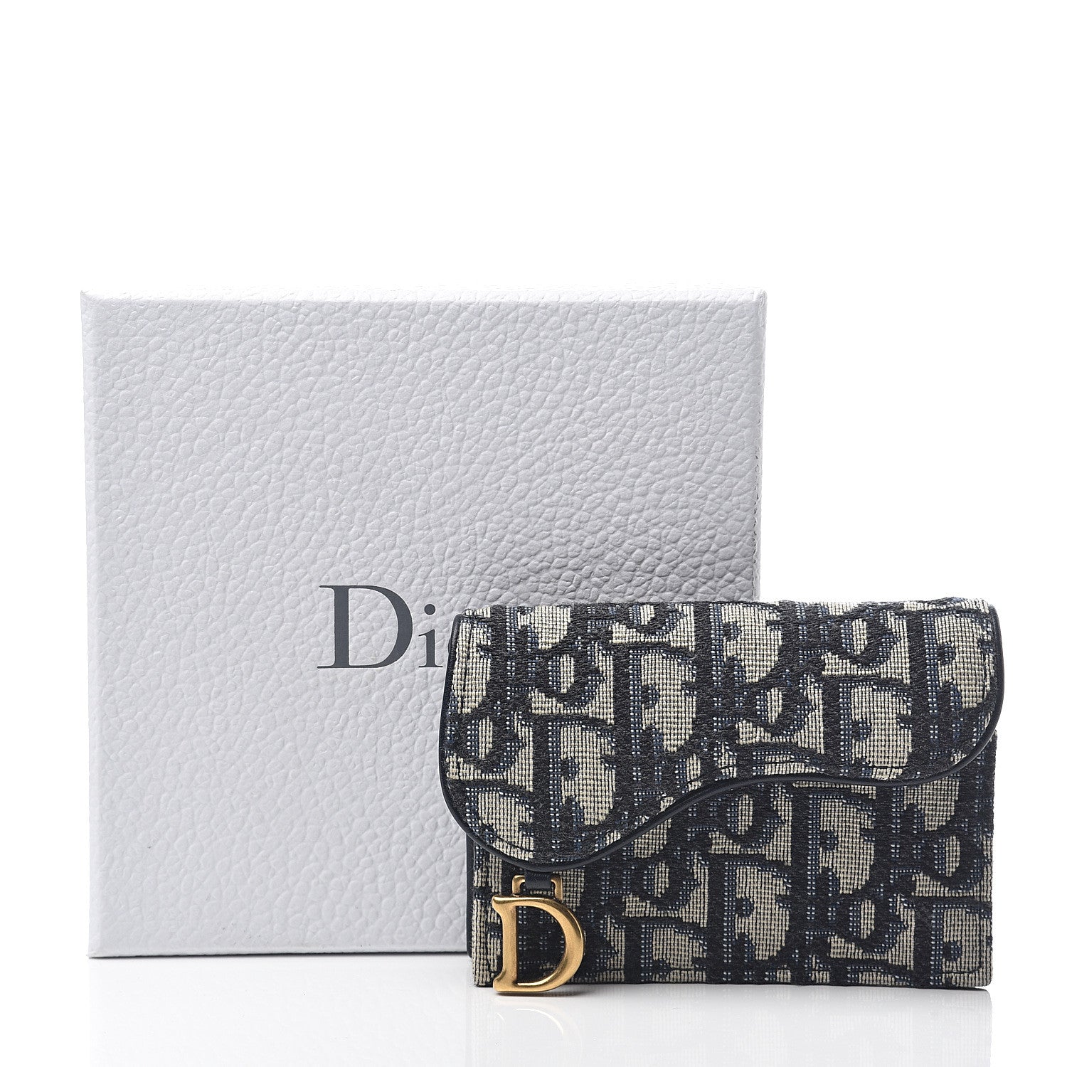 Christian Dior Oblique Saddle Card Holder Blue 6 of 6